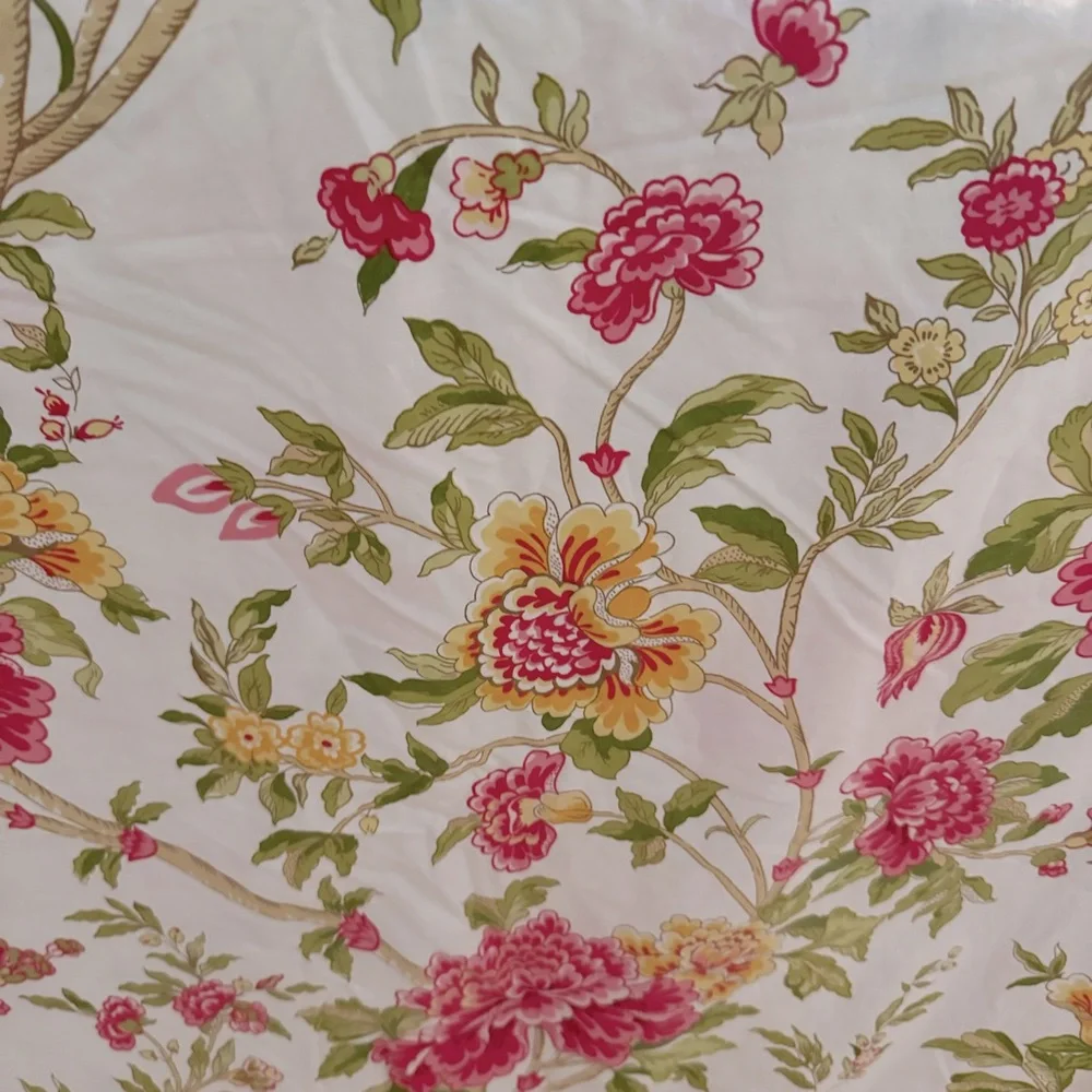 Pottery Barn Full/Queen Duvet Cover & 2 Shams | Floral Pinks Yellow Green